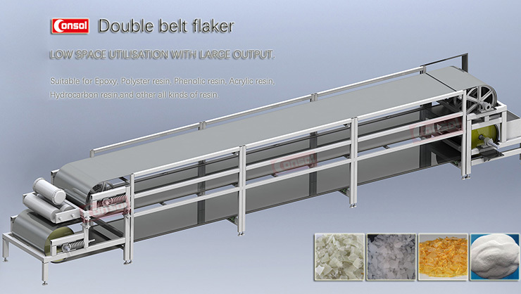 Steel belt double layer flaker for resin chemicals.