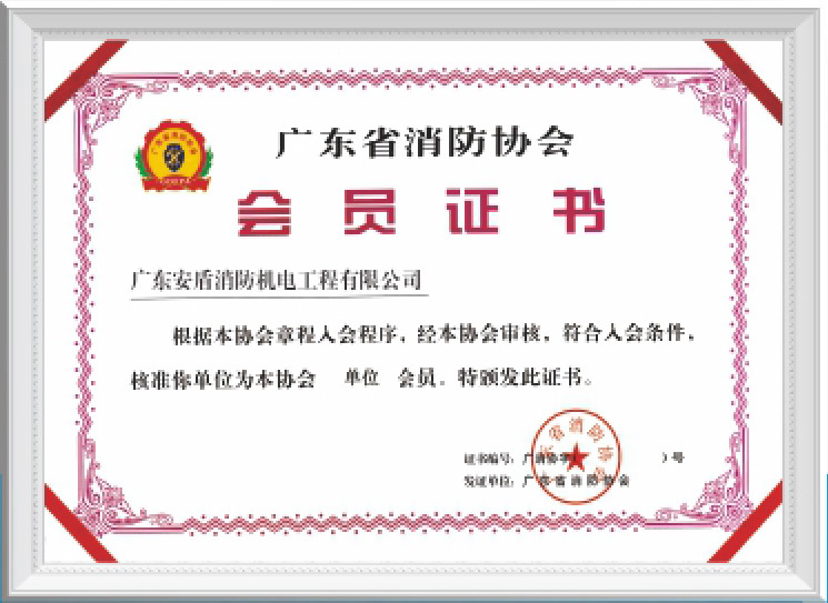 广东省消防协会会员证书