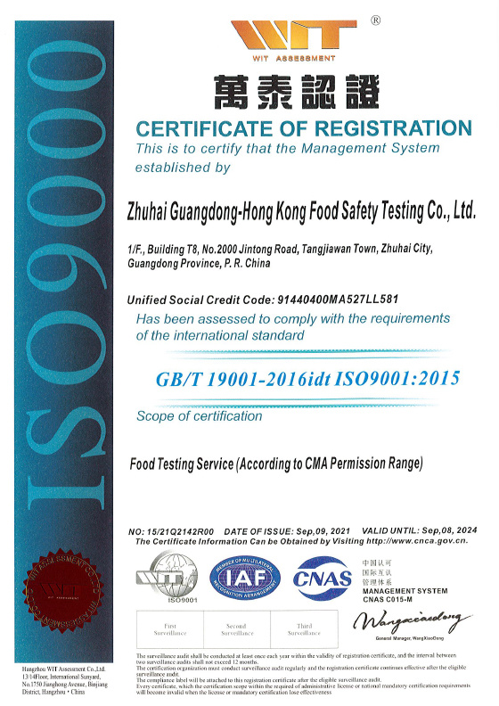 ISO9001管理体系认证证书英文版