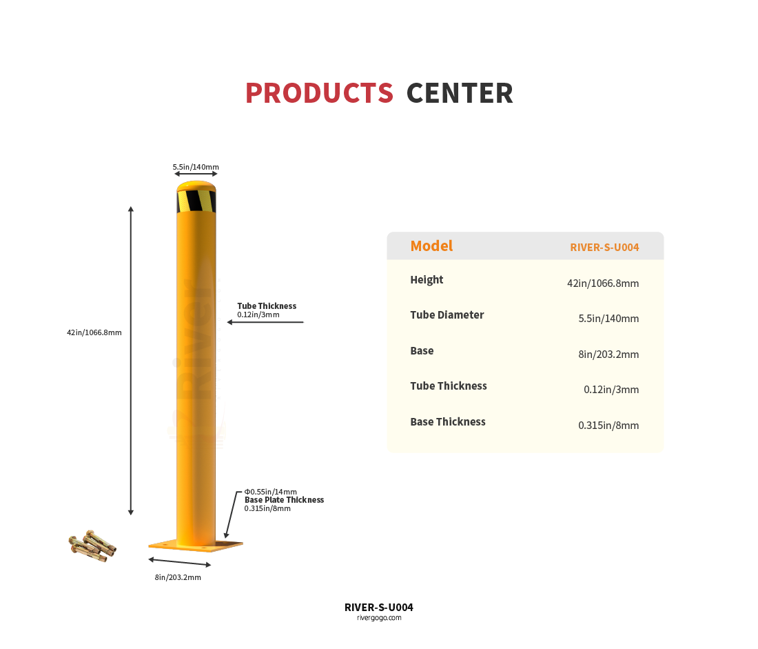 Yellow Steel Pipe Safety Bollard