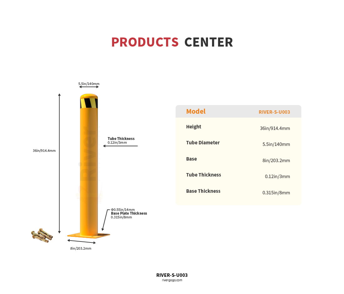 Yellow Steel Pipe Collapsible Safety Bollard