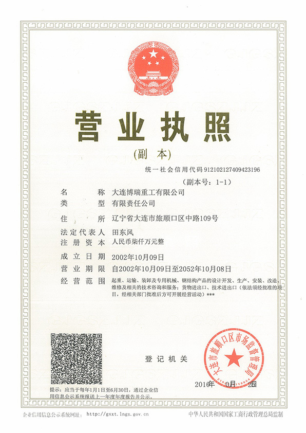 Three-in-one business license copy