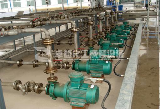 Raw material pump area installation