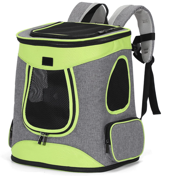Green Gray Cat Carrier Easy Fit Dog Canrrier Backpack For Small Medium Dogs Rabbits Up To 22 Pounds