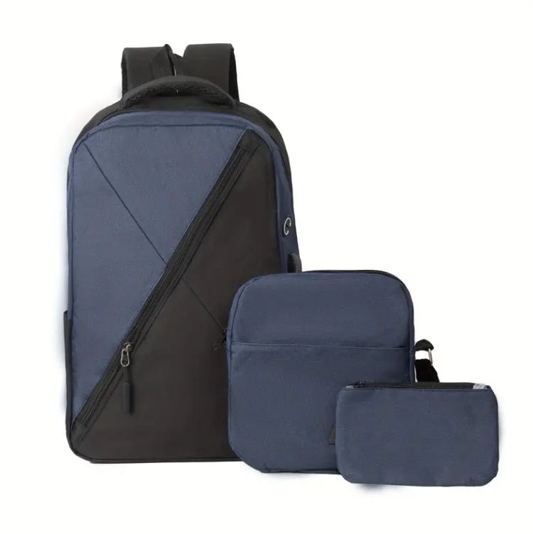 3PCS /Set Cacual Large capacity Business Travel Men Laptop Backpack