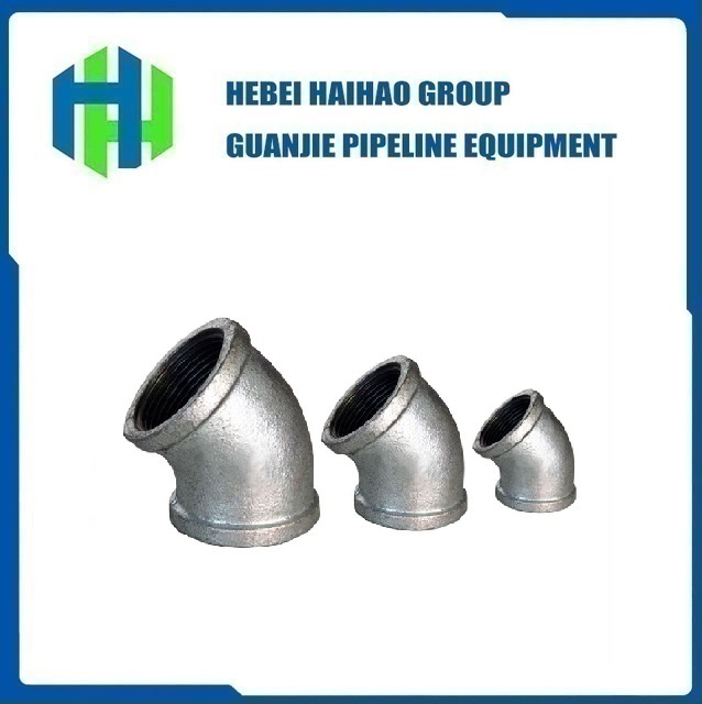 3/4inch industrial galvanised malleable iron pipe fittings 45 degree female elbow