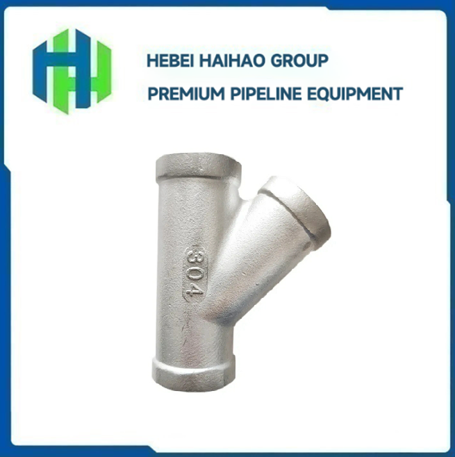 Casting Thread SS 304 316 45 Degree Y Branch Pipe Fitting Lateral Tee Female Thread Connection Equal Round 1/8