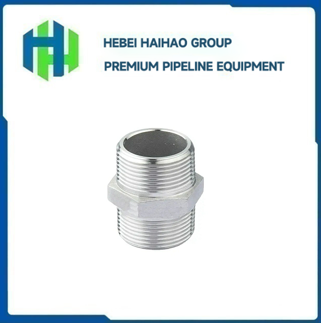 SS304 1 Inch Stainless Steel Pipe Fittings Two Male Threaded Pipe Nipple Hex Nipple