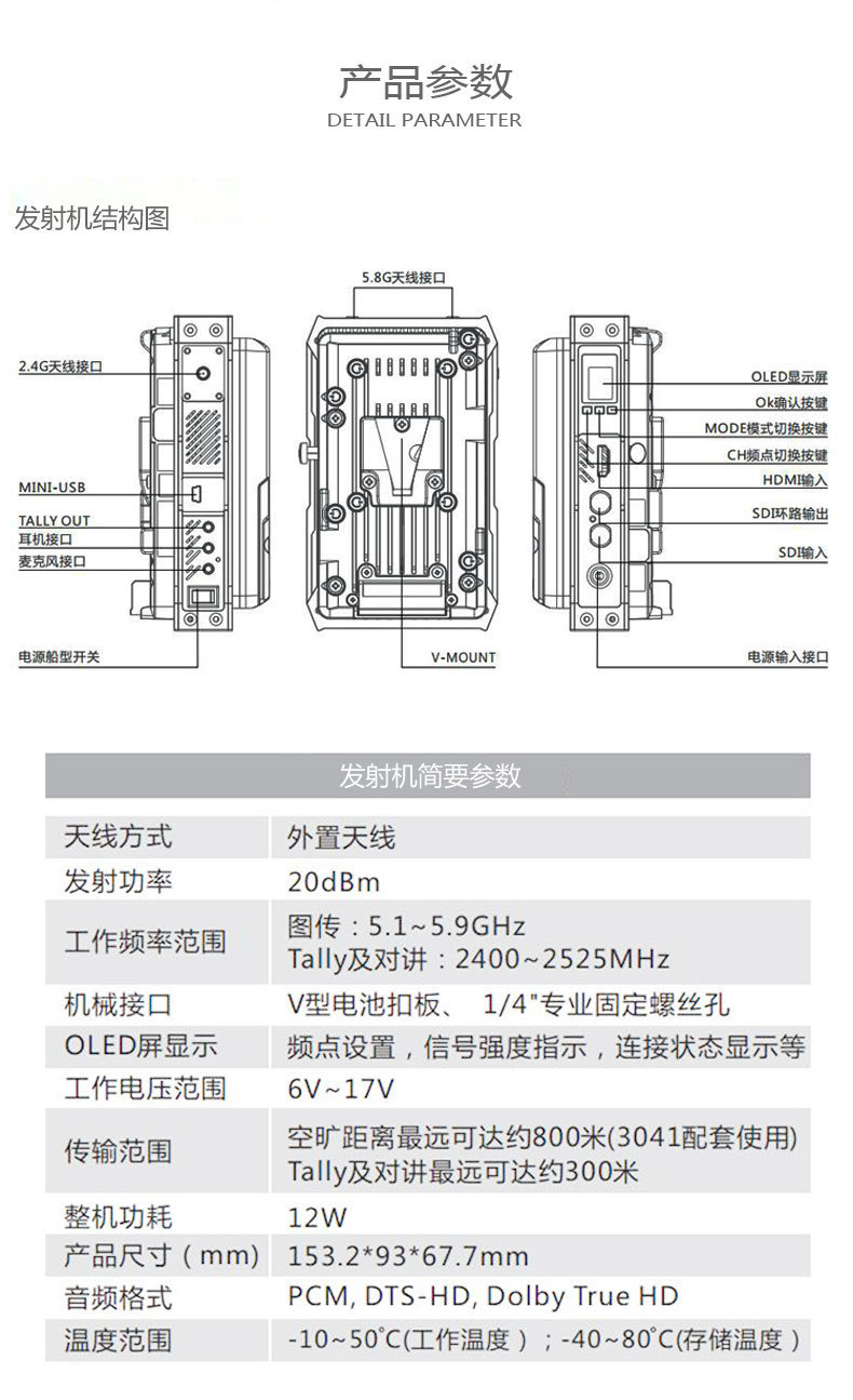定制款Tally通话800米影视无线视频传输设备