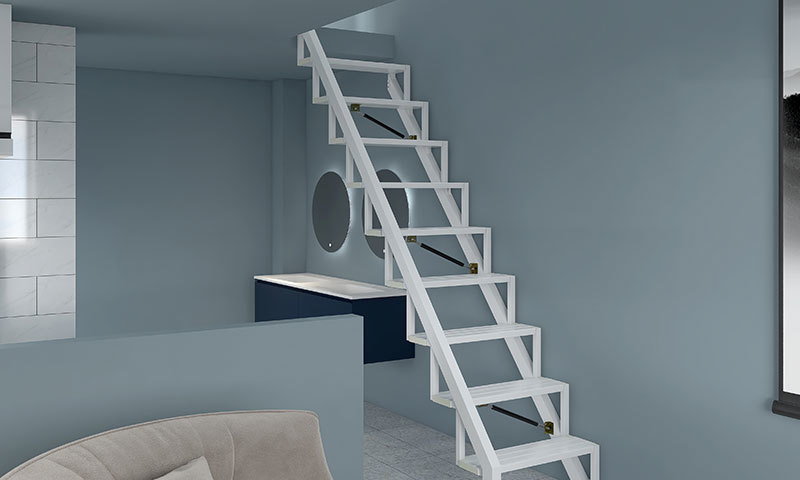 Folding Stairs Against Wall