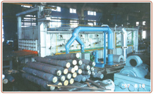 Continuous pusher type low and high heat treatment furnace for 50# steel car shaft 