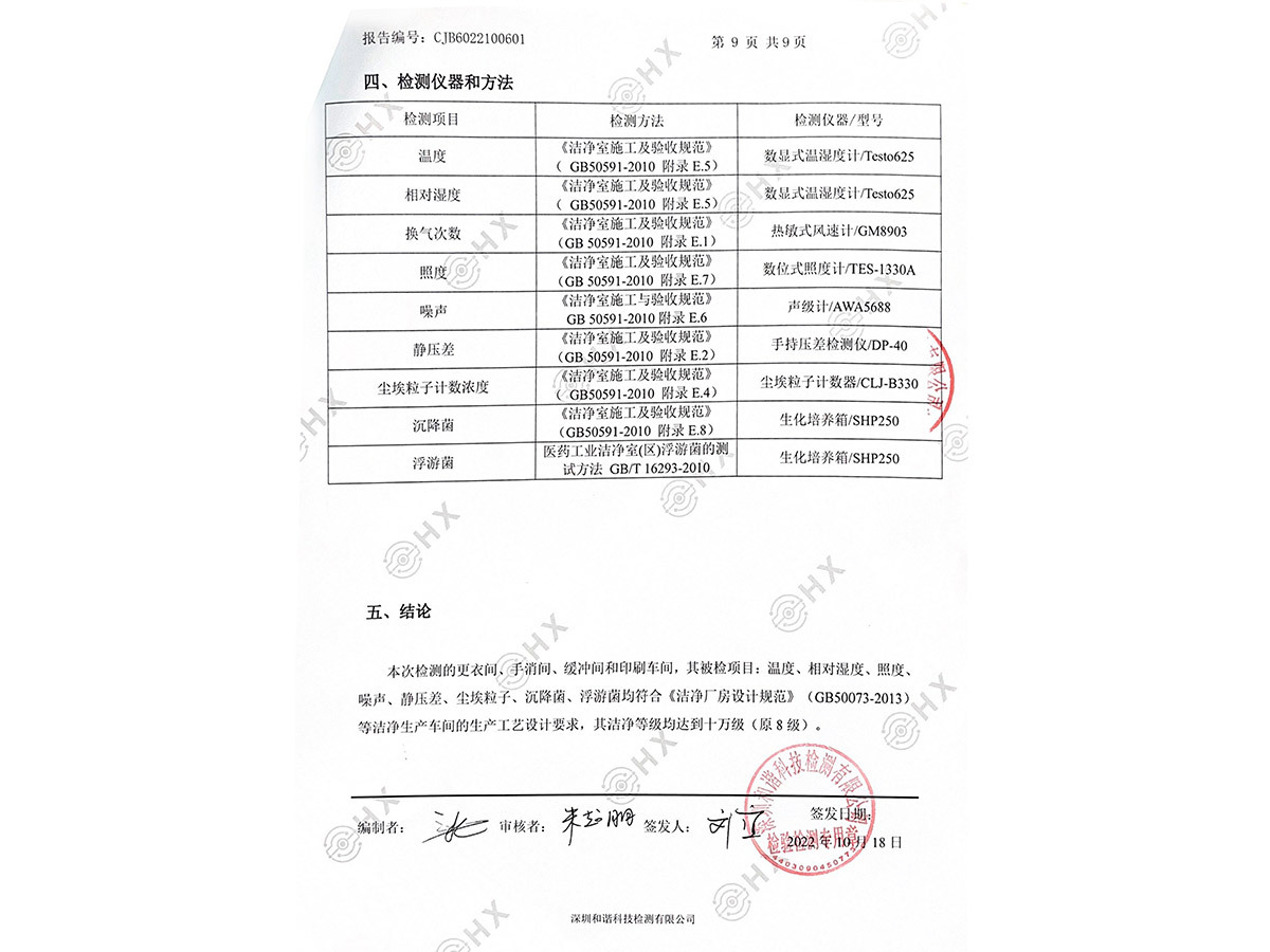 Inspection and testing report