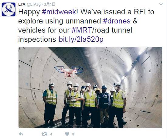 新加坡拟用无人机及无人驾驶车辆监察铁路隧道