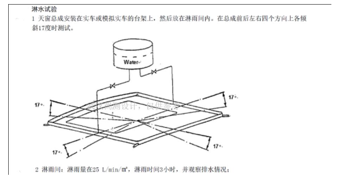 汽车天窗淋雨试验方案