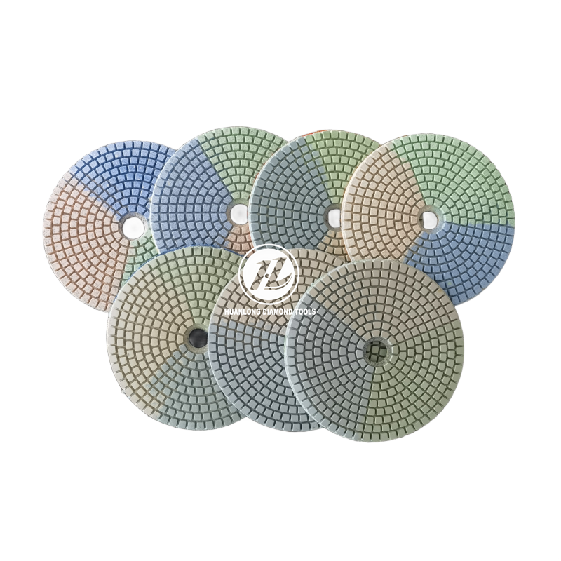 Inch 4 Inch 5 Inch Ba Màu Loại Ướt Ba Màu Nhựa Gốm Đánh Bóng Miếng Đánh Bóng Ướt cho Đá Hoa Cương Granite