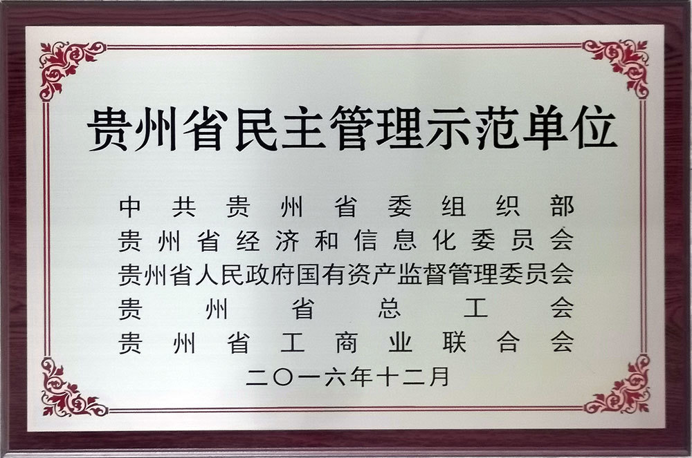 2016贵州省民主管理示范单位