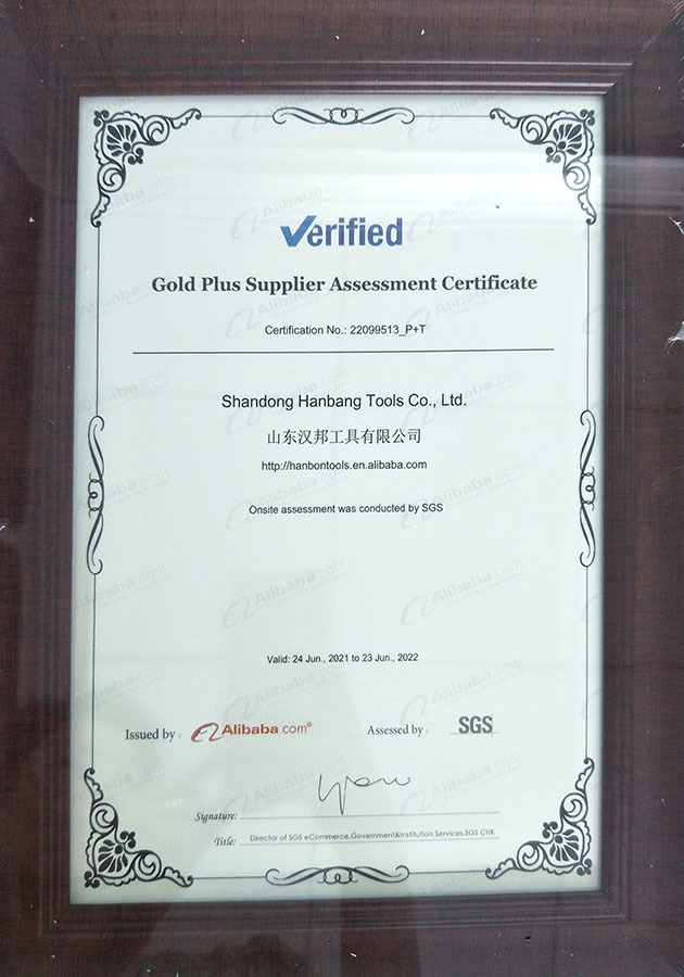 Gold Plus Supplier Assessment Certificate