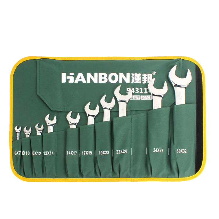 folding bag mirror double open end wrench set