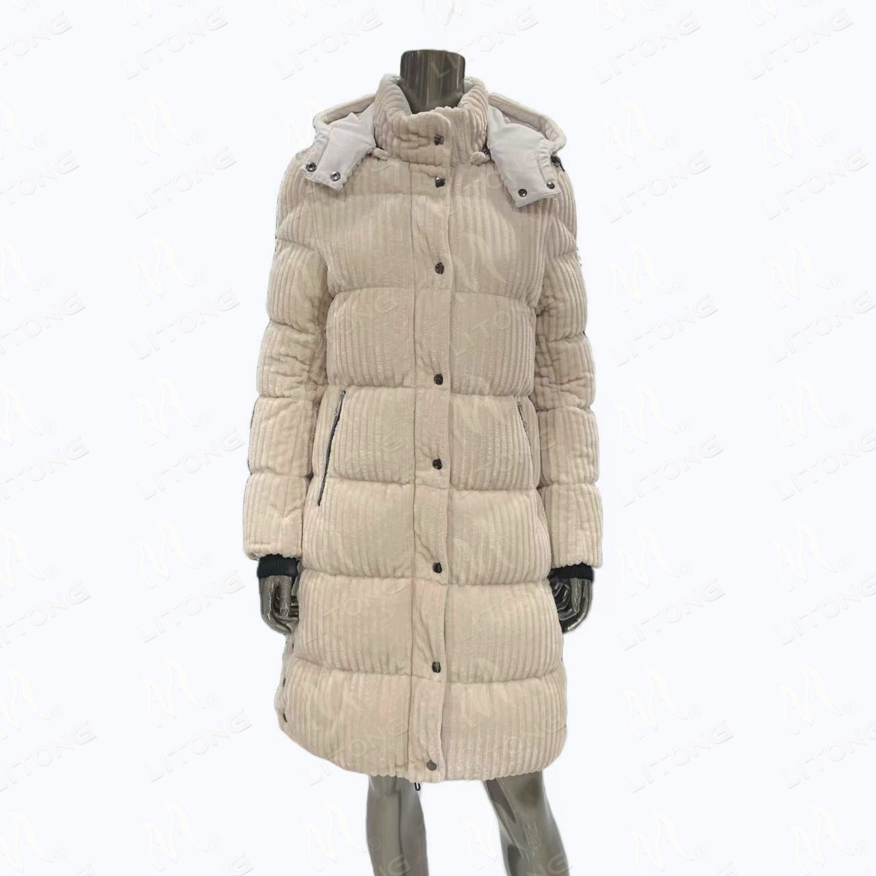 Woman winter corduroy long jacket
