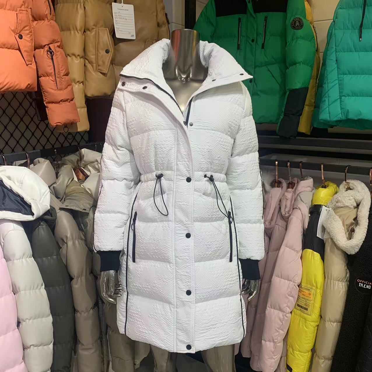 Woman winter long puffy jacket