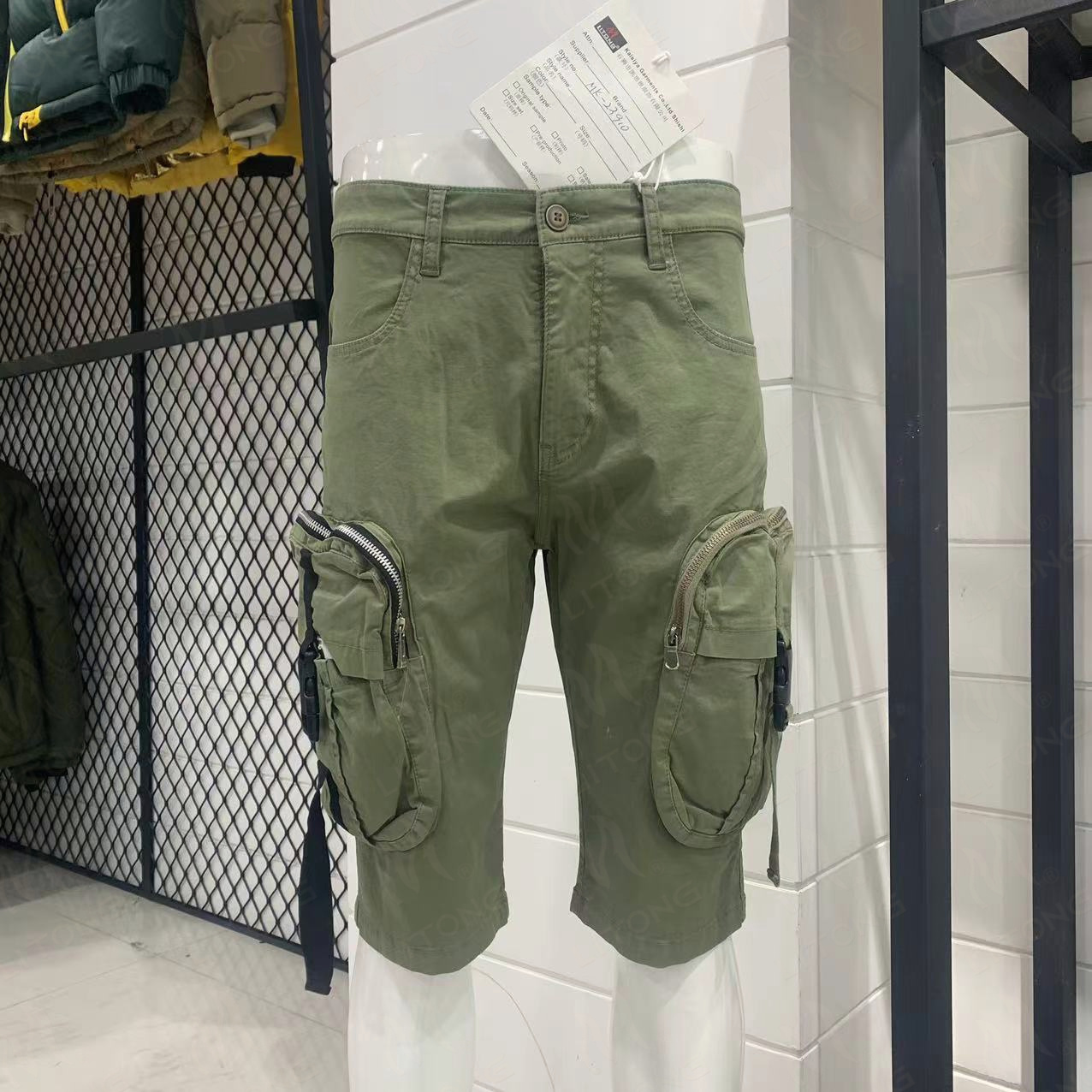 Men's cargo short;Men's cotton short;Men's garment dye short army green.
