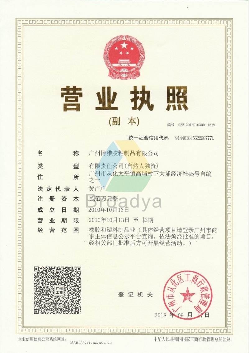 Copy of the new business license