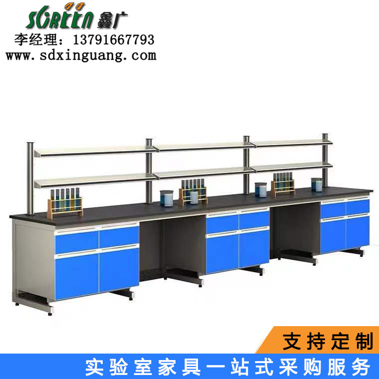 山東鋼木實驗臺工作臺，化驗室全鋼中央操作臺，實驗邊臺學(xué)生pp化學(xué)試驗桌