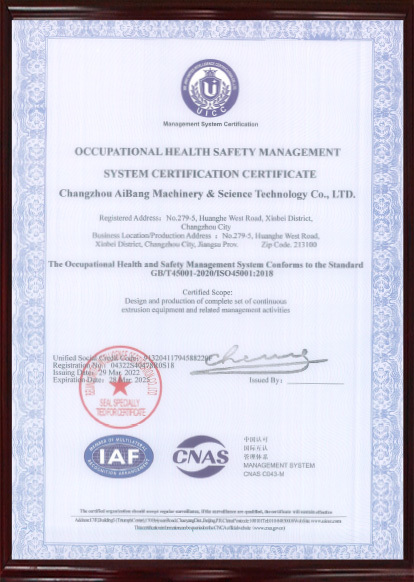 Occupational health and safety management system certification in English