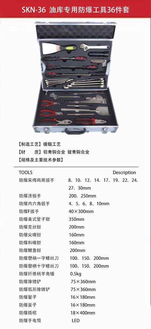 油庫專用防爆工具36件套規格