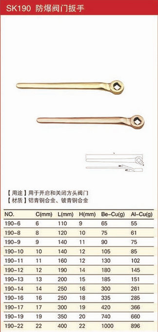 防爆閥門扳手規格