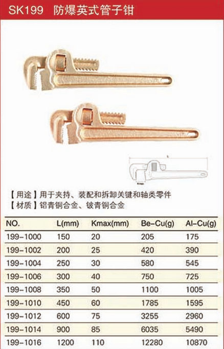  防爆英式管子鉗規(guī)格