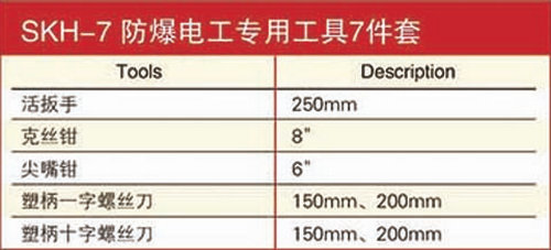 電工專用防爆工具7件套規格