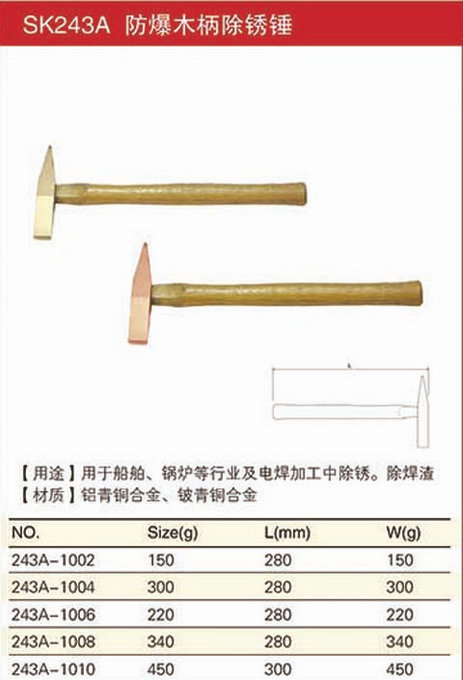 防爆木柄除锈锤规格