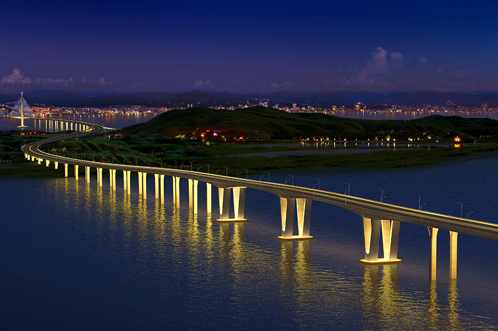 浙江乐清湾大桥鸟瞰夜景1