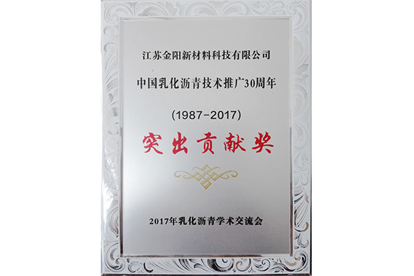 中國乳化瀝青技術推廣30周年（突出貢獻獎）