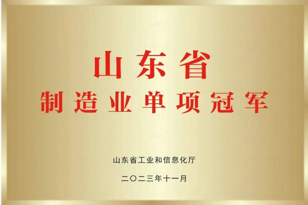 热烈祝贺山东七星实业有限公司荣膺山东省制造业单项冠军