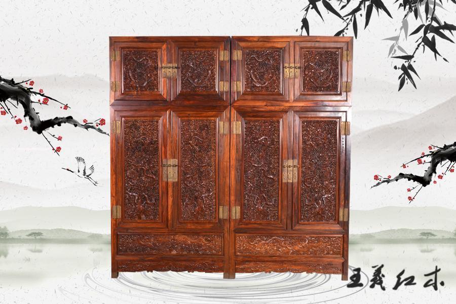 老挝大红酸枝顶箱柜（龙柜）