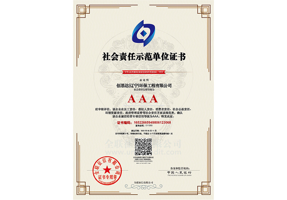 AAA social responsibility model unit certificate
