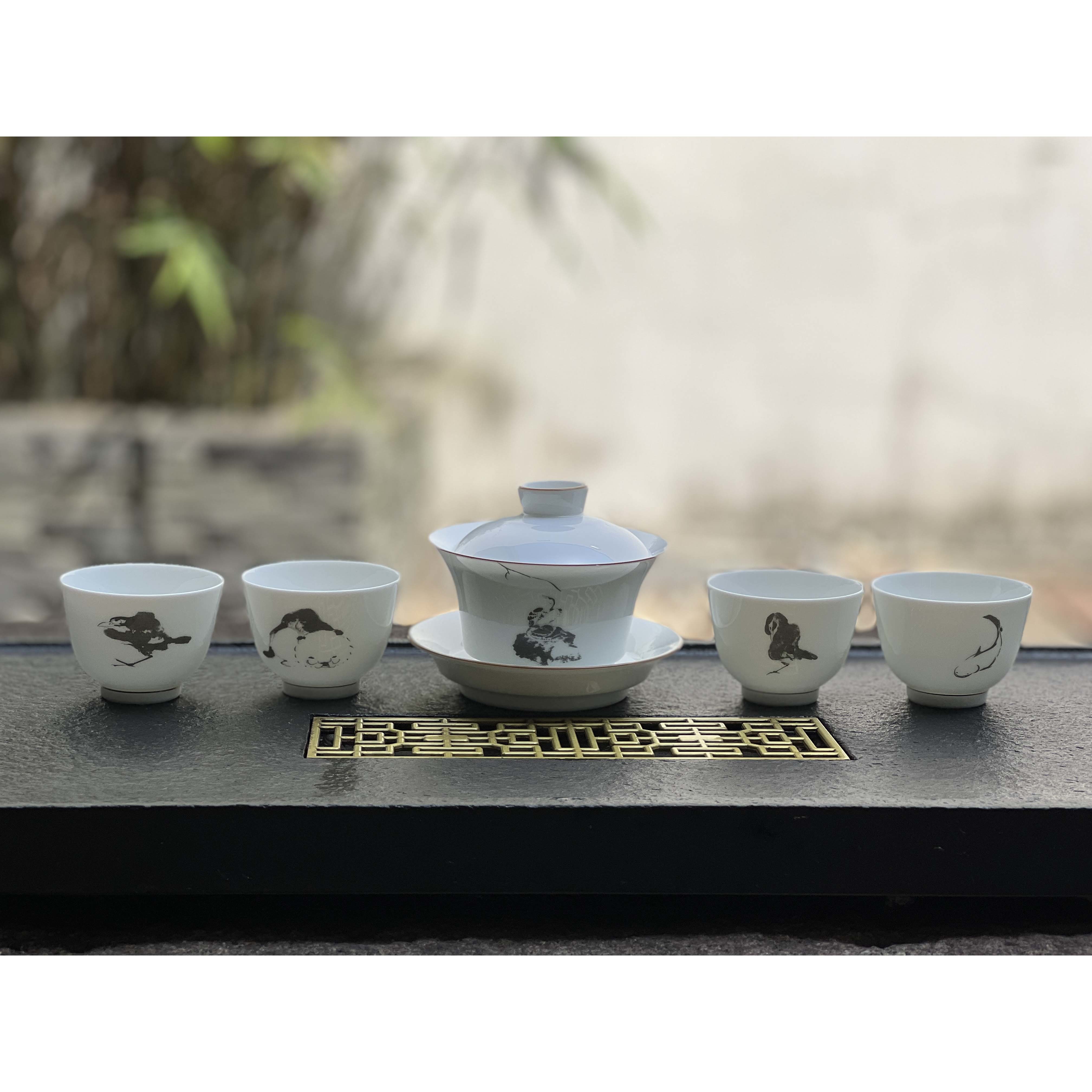 Bada Shanren Series Boutique Cover Bowl Tea Set