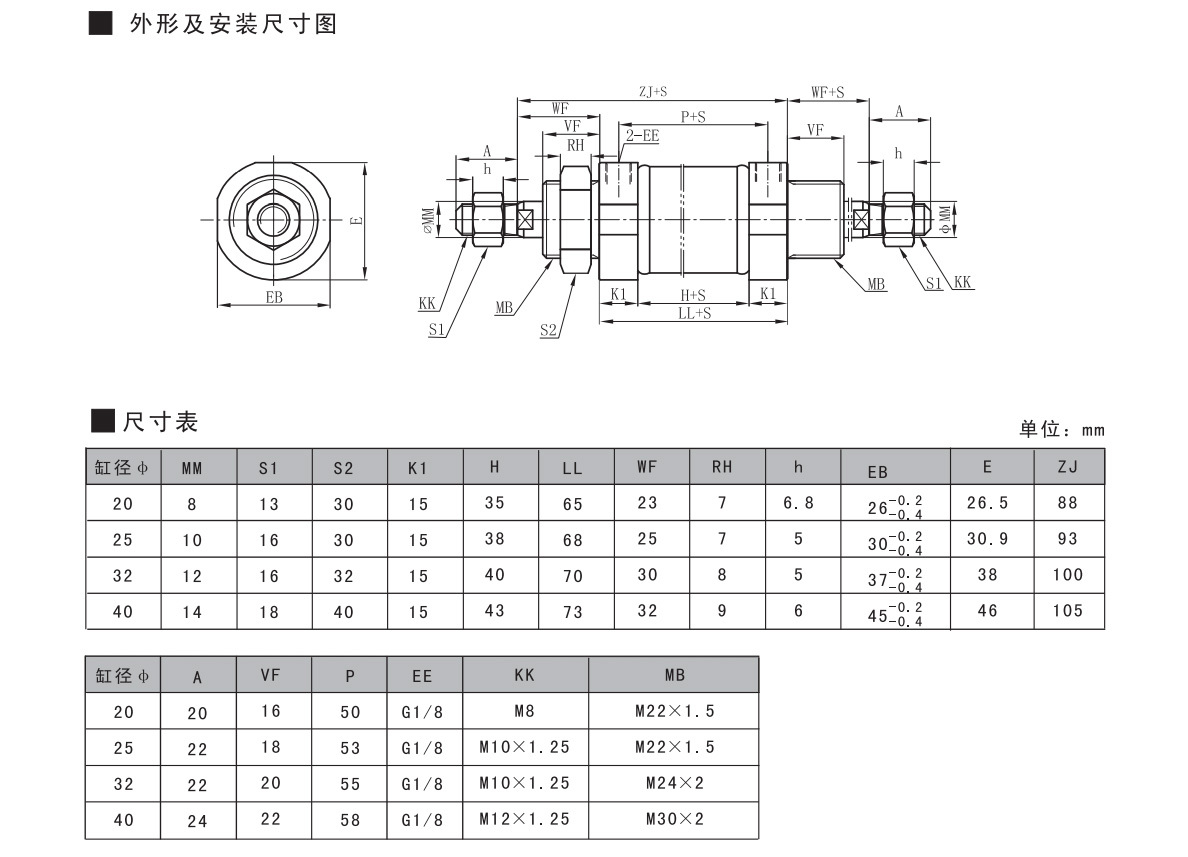 QGCXSS 系列小型雙伸桿式氣缸