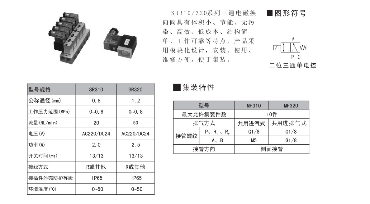SR310/320 系列三通電磁換向閥