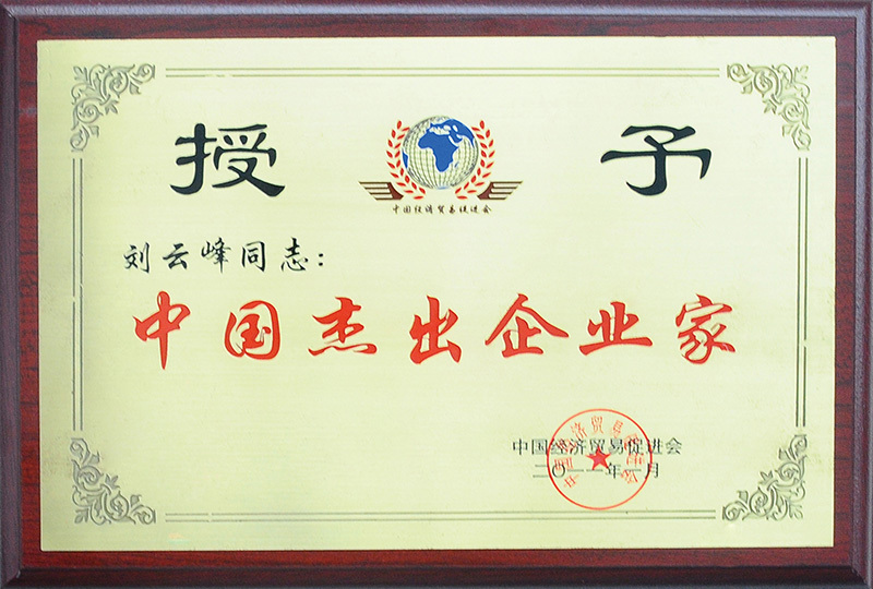 2011年11月被授予中国杰出企业家