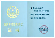 2006年獲得重慶勞動創新獎狀證書 2006年獲得重慶勞動創新獎狀證書