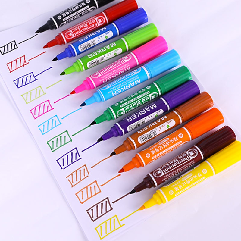 YB-4009彩色12色双头粗细绘画记号笔