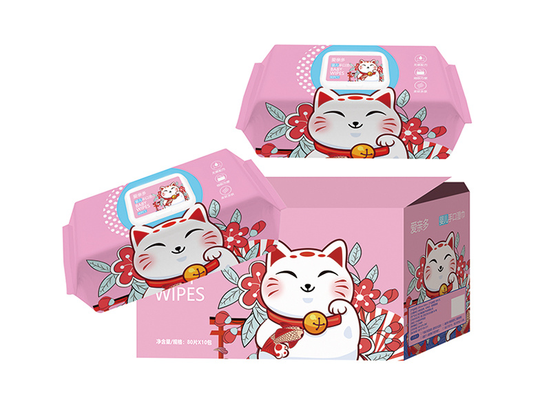 貼牌 20X18CM 60克交叉珍珠紋80片每箱10包 愛(ài)親多嬰兒手口濕巾