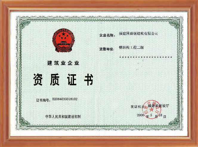 Enterprise qualfication certificate