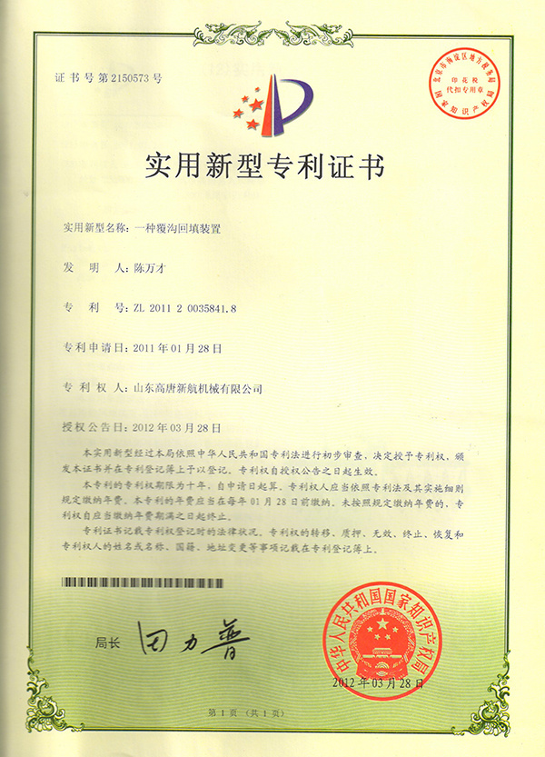 Patent certificates