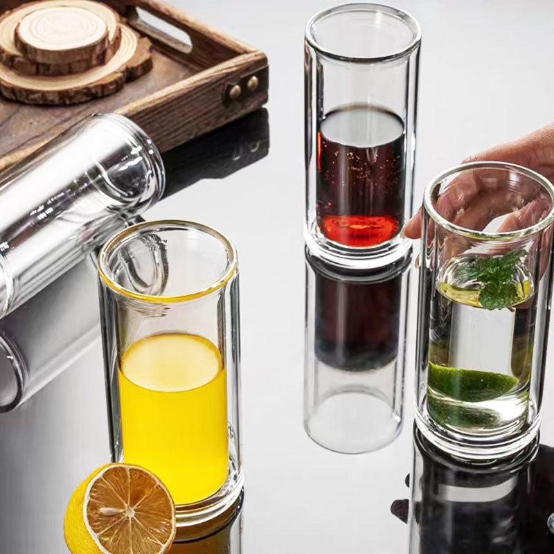 Hand Blown Double Wall Glass Cup