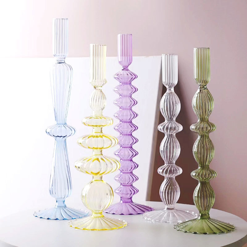 Colorful Hand Blown Glass Candleholder