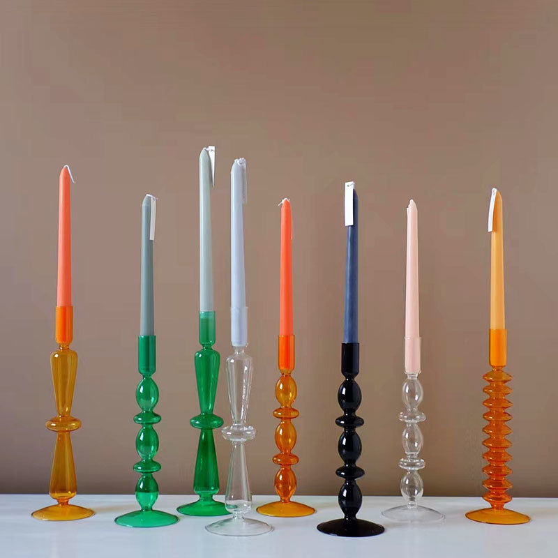 Multi-Colored Glass Candleholders